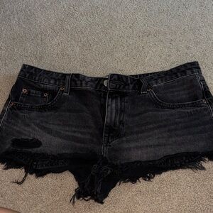 BDG Black Frayed Jean Shorts